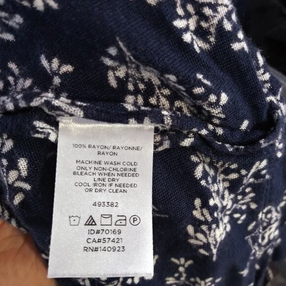 Loft Navy Blue Floral Kimono Cardigan Cover Up Size OS - Picture 7 of 7
